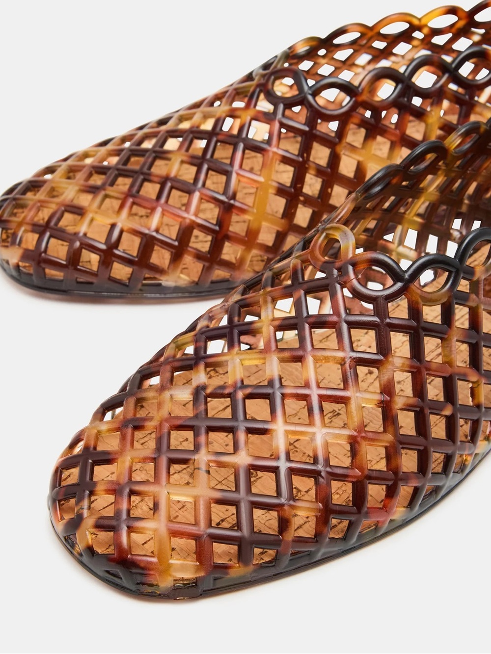 Steve Madden Grove Jelly Ballet Flats tortoise shell plastic cage design W 8 - Picture 4 of 13